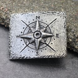 Compass Belt buckle for 4 cm Leather Belt, Dark Antique Silver