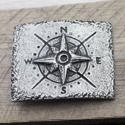 Compass Belt buckle for 4 cm Leather Belt, Dark Antique Silver