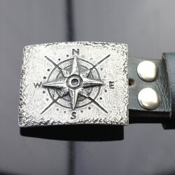 Compass Belt buckle for 4 cm Leather Belt, Dark Antique Silver