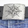 Compass Belt buckle for 4 cm Leather Belt, Dark Antique Silver