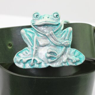 Gürtelschnalle Frosch, patina