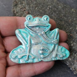 Gürtelschnalle Frosch, patina