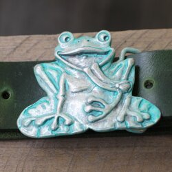 Gürtelschnalle Frosch, patina