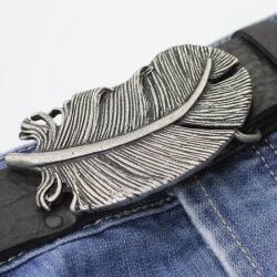 Dark Antique Silver Belt buckle Feather