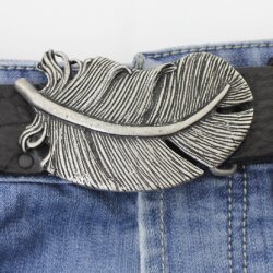 Dark Antique Silver Belt buckle Feather