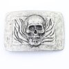 Dark Antique Silver Belt buckle Skull, Deaths head in flames