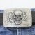 Dark Antique Silver Belt buckle Skull, Deaths head in flames