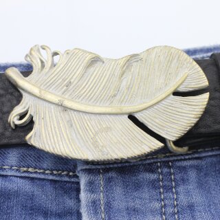 Gold Perlmutt Feather Belt buckle