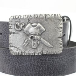 Pirate Skull Belt Buckle, Dark Antique Silver