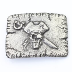 Pirate Skull Belt Buckle, Dark Antique Silver