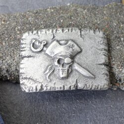 Pirate Skull Belt Buckle, Dark Antique Silver