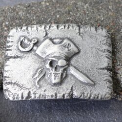 Gürtelschnalle Pirate, Pirat Skull Totenkopf, dunkel silber