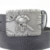 Pirate Skull Belt Buckle, Dark Antique Silver