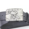 Pirate Skull Belt Buckle, Dark Antique Silver