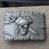 Gürtelschnalle Pirate, Pirat Skull Totenkopf, dunkel silber