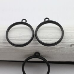 5 Matte Black Round Hollow Frame Glue Blank, Open Bezel Blank Frame, Resin Jewelry Findings