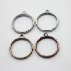 5 Matte Black Round Hollow Frame Glue Blank, Open Bezel Blank Frame, Resin Jewelry Findings