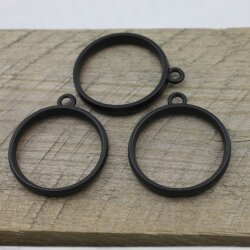 5 Matte Black Round Hollow Frame Glue Blank, Open Bezel Blank Frame, Resin Jewelry Findings