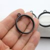 5 Matte Black Round Hollow Frame Glue Blank, Open Bezel Blank Frame, Resin Jewelry Findings