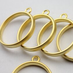 5 Matte Gold Round Hollow Frame Glue Blank, Open Bezel...