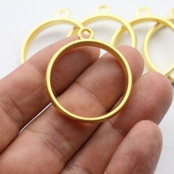 5 Matte Gold Round Hollow Frame Glue Blank, Open Bezel Blank Frame, Resin Jewelry Findings