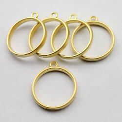5 Matte Gold Round Hollow Frame Glue Blank, Open Bezel Blank Frame, Resin Jewelry Findings