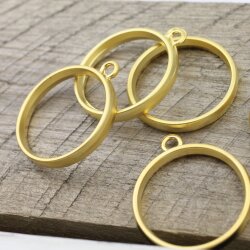 5 Matte Gold Round Hollow Frame Glue Blank, Open Bezel Blank Frame, Resin Jewelry Findings