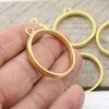 5 Matte Gold Round Hollow Frame Glue Blank, Open Bezel Blank Frame, Resin Jewelry Findings