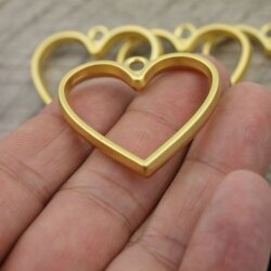 5 Mette Gold Heart Hollow Frame Glue Blank, Drop Open Bezel Blank Frame, Resin Jewelry Findings