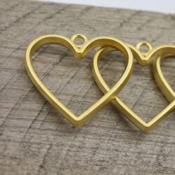 5 Mette Gold Heart Hollow Frame Glue Blank, Drop Open Bezel Blank Frame, Resin Jewelry Findings