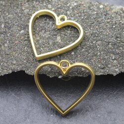 5 Mette Gold Heart Hollow Frame Glue Blank, Drop Open Bezel Blank Frame, Resin Jewelry Findings