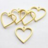 5 Mette Gold Heart Hollow Frame Glue Blank, Drop Open Bezel Blank Frame, Resin Jewelry Findings