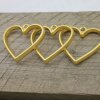 5 Mette Gold Heart Hollow Frame Glue Blank, Drop Open Bezel Blank Frame, Resin Jewelry Findings