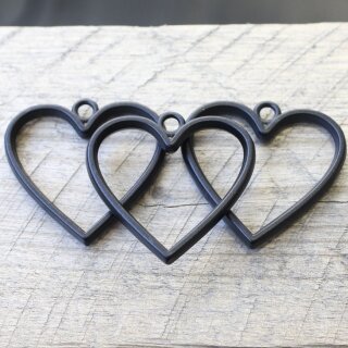 5 Matte Black Heart Hollow Frame Glue Blank, Drop Open Bezel Blank Frame, Resin Jewelry Findings