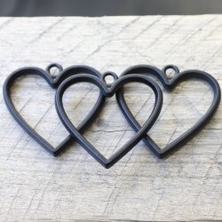 5 Matte Black Heart Hollow Frame Glue Blank, Drop Open...