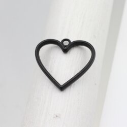 5 Matte Black Heart Hollow Frame Glue Blank, Drop Open Bezel Blank Frame, Resin Jewelry Findings