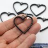 5 Matte Black Heart Hollow Frame Glue Blank, Drop Open Bezel Blank Frame, Resin Jewelry Findings