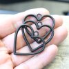 5 Matte Black Heart Hollow Frame Glue Blank, Drop Open Bezel Blank Frame, Resin Jewelry Findings