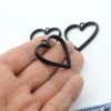 5 Matte Black Heart Hollow Frame Glue Blank, Drop Open Bezel Blank Frame, Resin Jewelry Findings