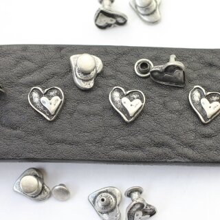 10 DarkAntique Silver Heart Rivets for leather craft