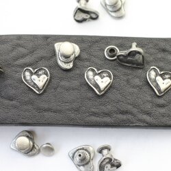 10 DarkAntique Silver Heart Rivets for leather craft
