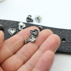 10 DarkAntique Silver Heart Rivets for leather craft