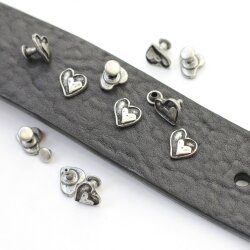 10 DarkAntique Silver Heart Rivets for leather craft