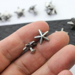 10 DarkAntique Silver Star Rivets for leather craft