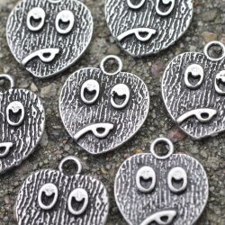 10 Dark Antique Silver Emoji Charms, emoji Pendant