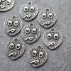 10 Dark Antique Silver Emoji Charms, emoji Pendant