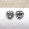 10 Dark Antique Silver Emoji Charms, emoji Pendant