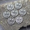 10 Dark Antique Silver Emoji Charms, emoji Pendant