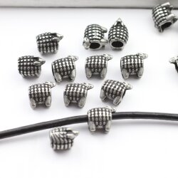 10 Sheep Bead, Sheep Charms, Dark Antique Silver