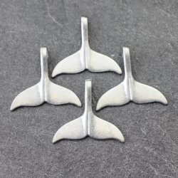 10 Grey Silver Whale Tail Pendants, Bracelet Clasp